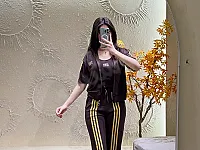 بيجاما حريمي جديدة حمراء أنيقة بمقاسات متعددة في البوكمال