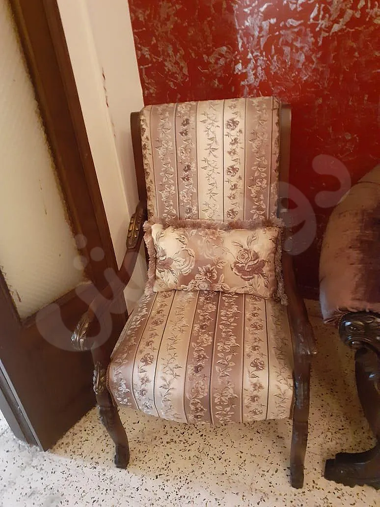 طقم كنبايات خشب زان وقماش تركي بحالة ممتازة - دمشق