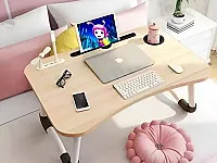طاولة خشب دراسية قابلة للطي مع مروحة وإضاءة LED