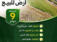أرض زراعية للبيع 9 دونم بسعر 27000$