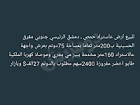 أرض للبيع في القصير بحمص 75 دونم على الاستراد الرئيسي